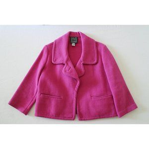 Cynthia Rowley Barbiecore Magenta Pink Crop Short Wool Coat Size 2